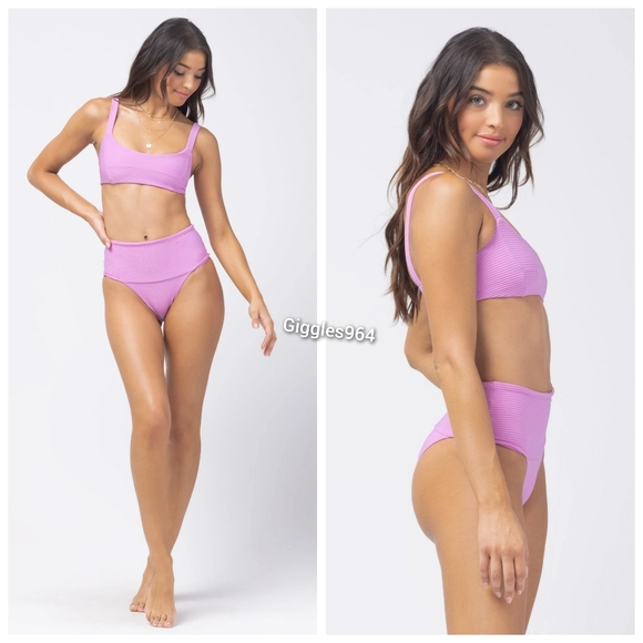 L*Space Jess Desi Bikini Set Rosebud Pink Ribbed - Picture 6 of 6